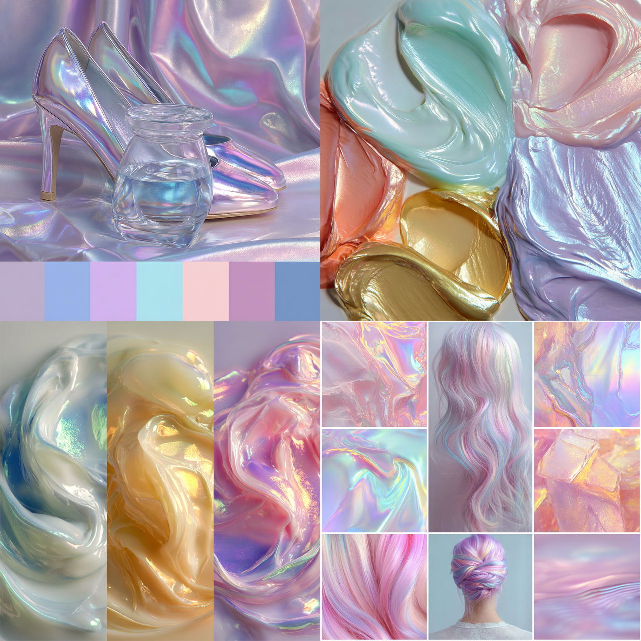 Pearlescent colors style, Midjourney V7, render 1 of 4