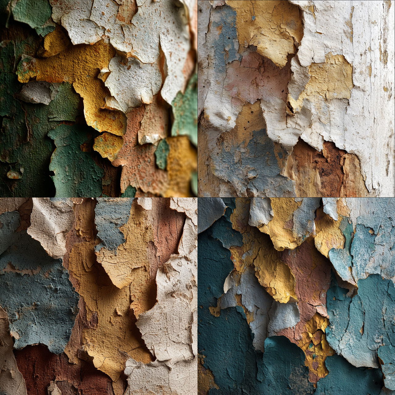 Peeling texture style, Midjourney V7, render 1 of 4