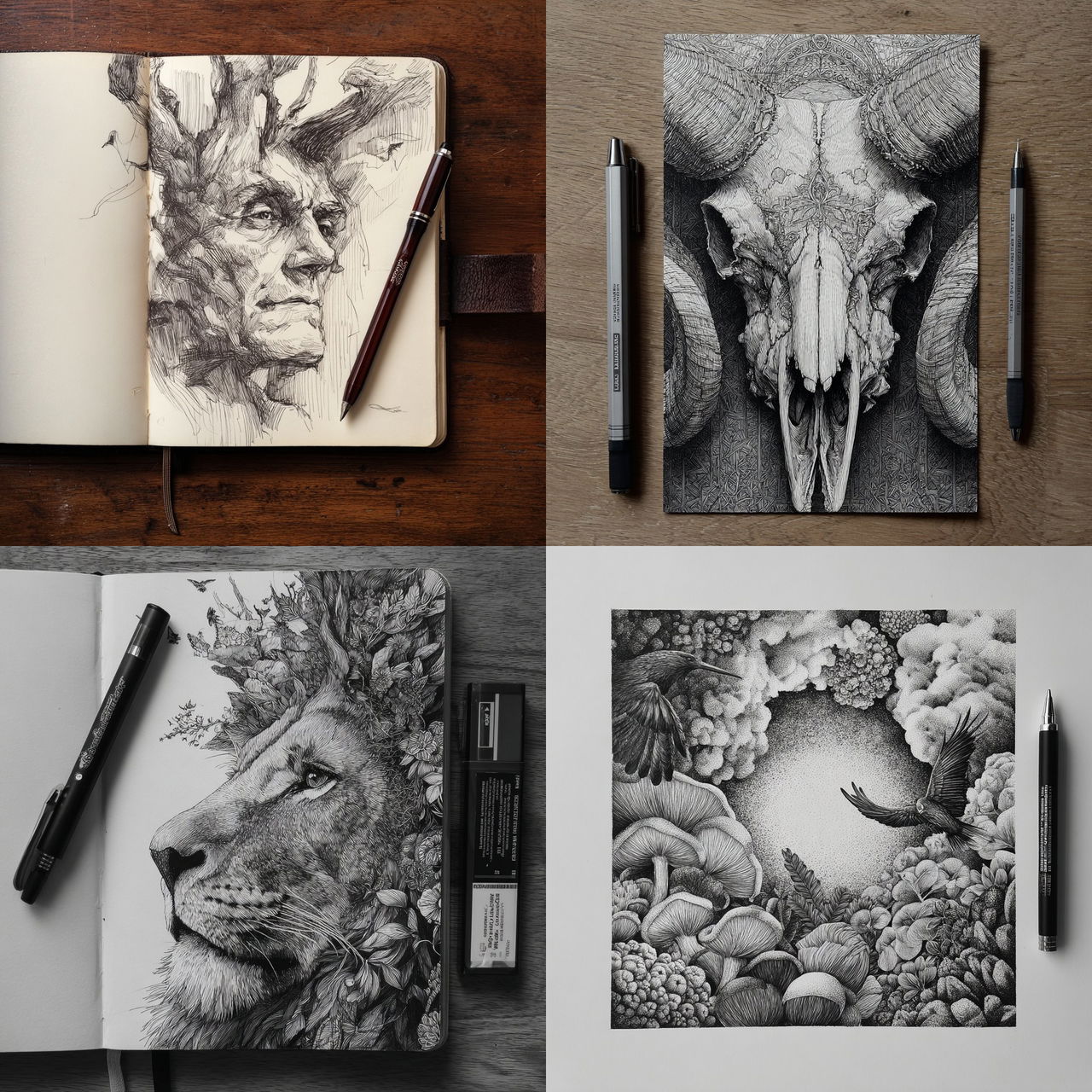 Pen drawing style, Midjourney V7, render 1 of 4