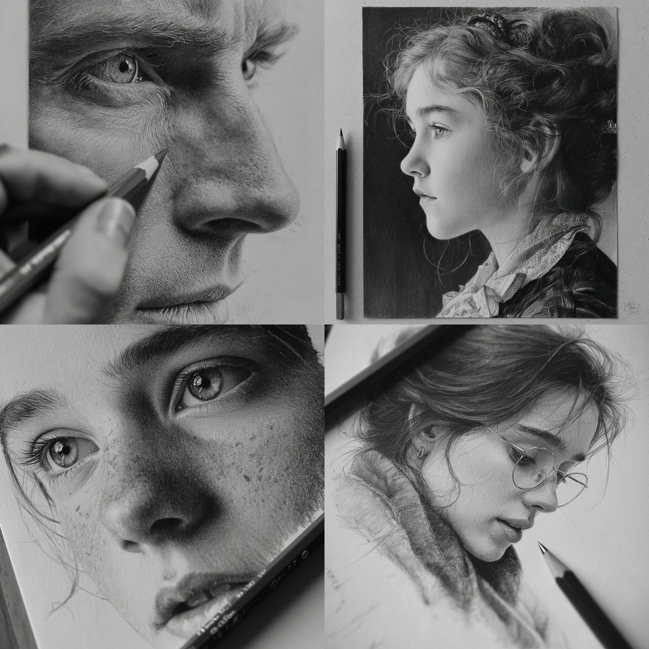 Pencil drawing style, Midjourney V7, render 1 of 4