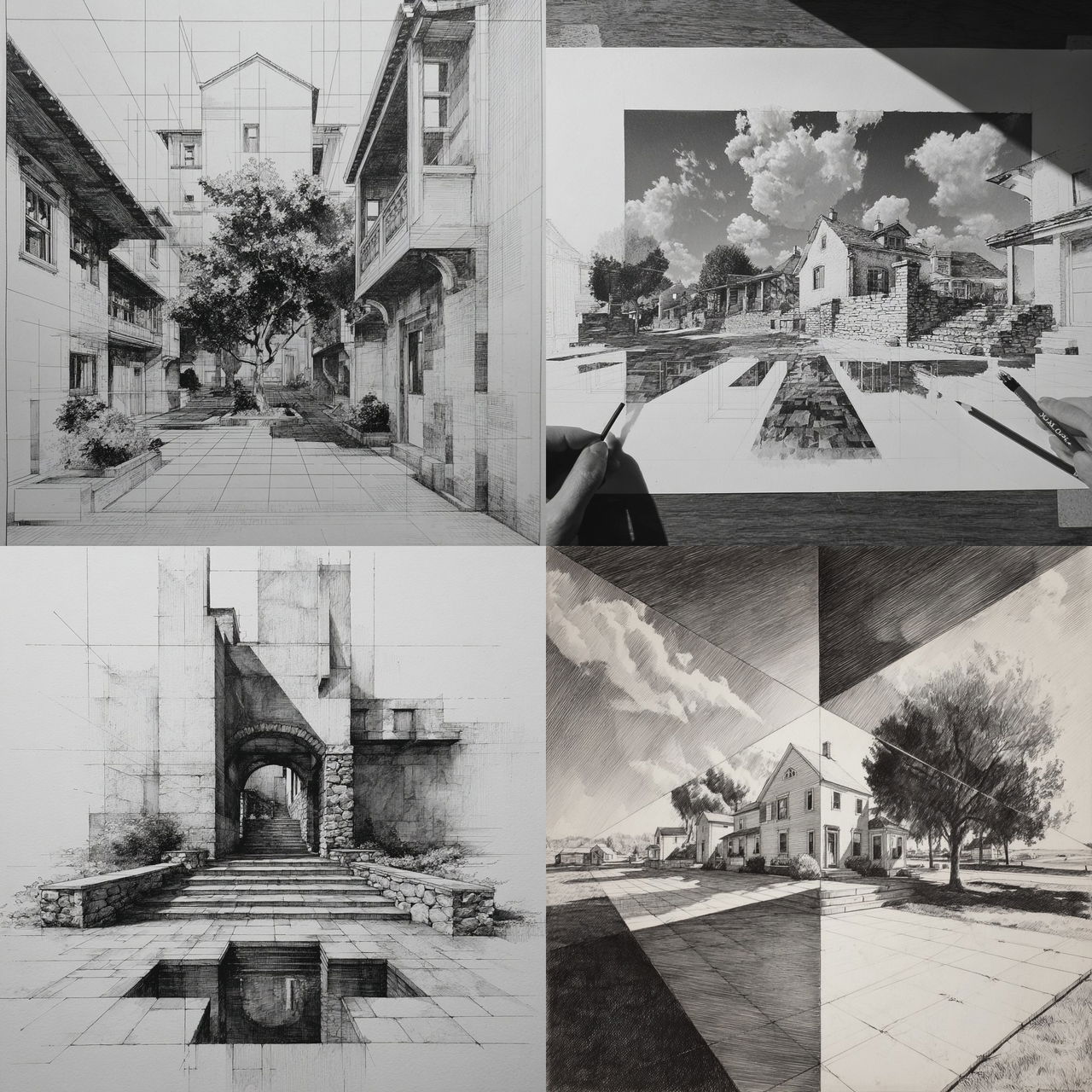 Perspective drawing style, Midjourney V7, render 1 of 4