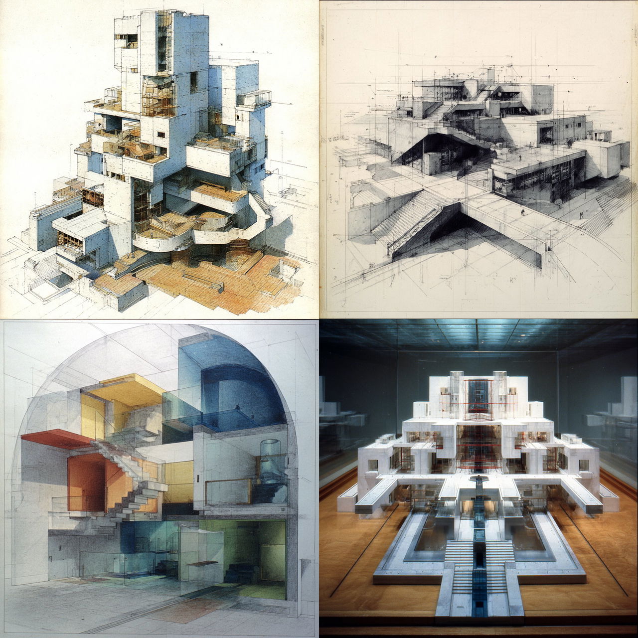 Peter Eisenman style, Midjourney V7, render 1 of 4