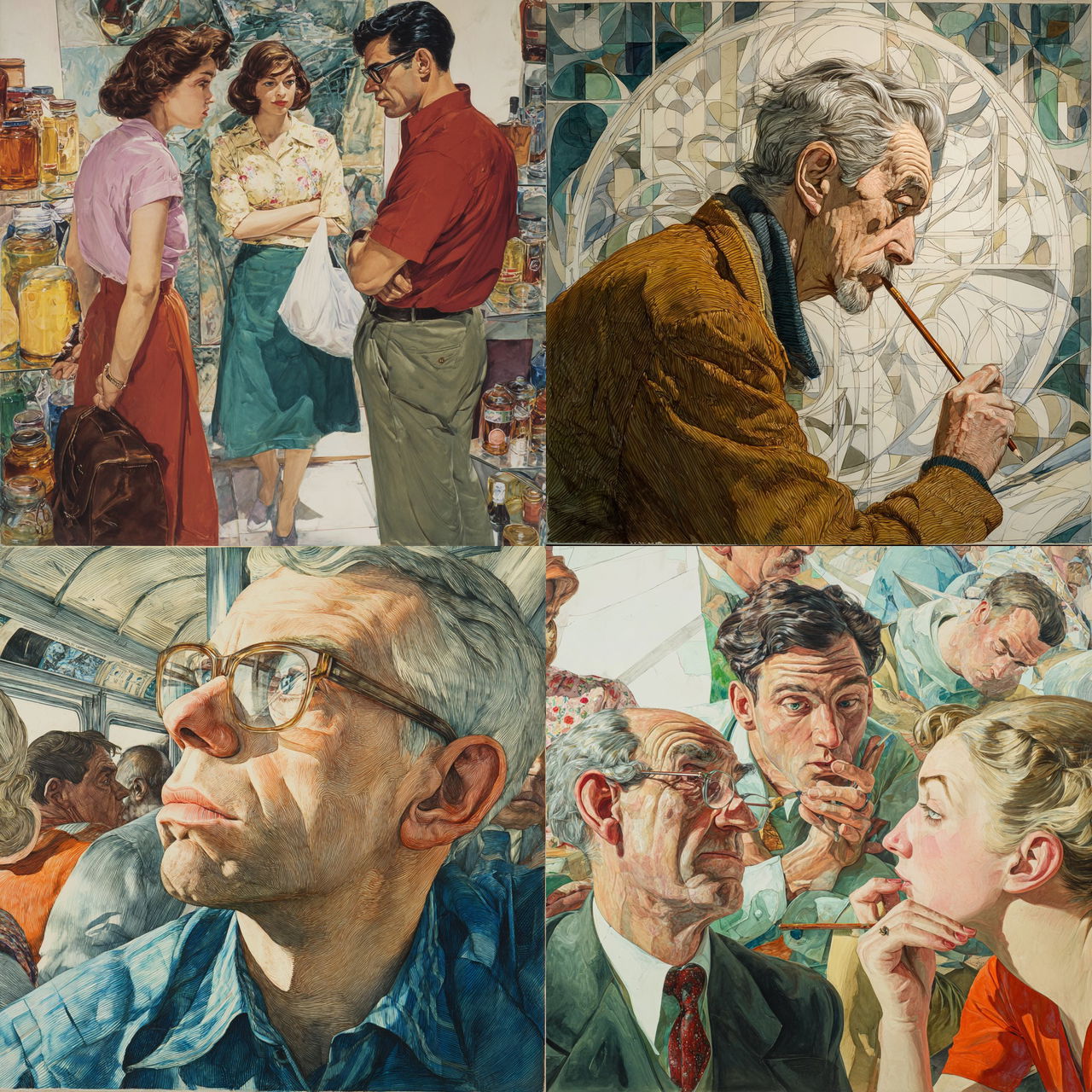 Philip Pearlstein style, Midjourney V7, render 1 of 4