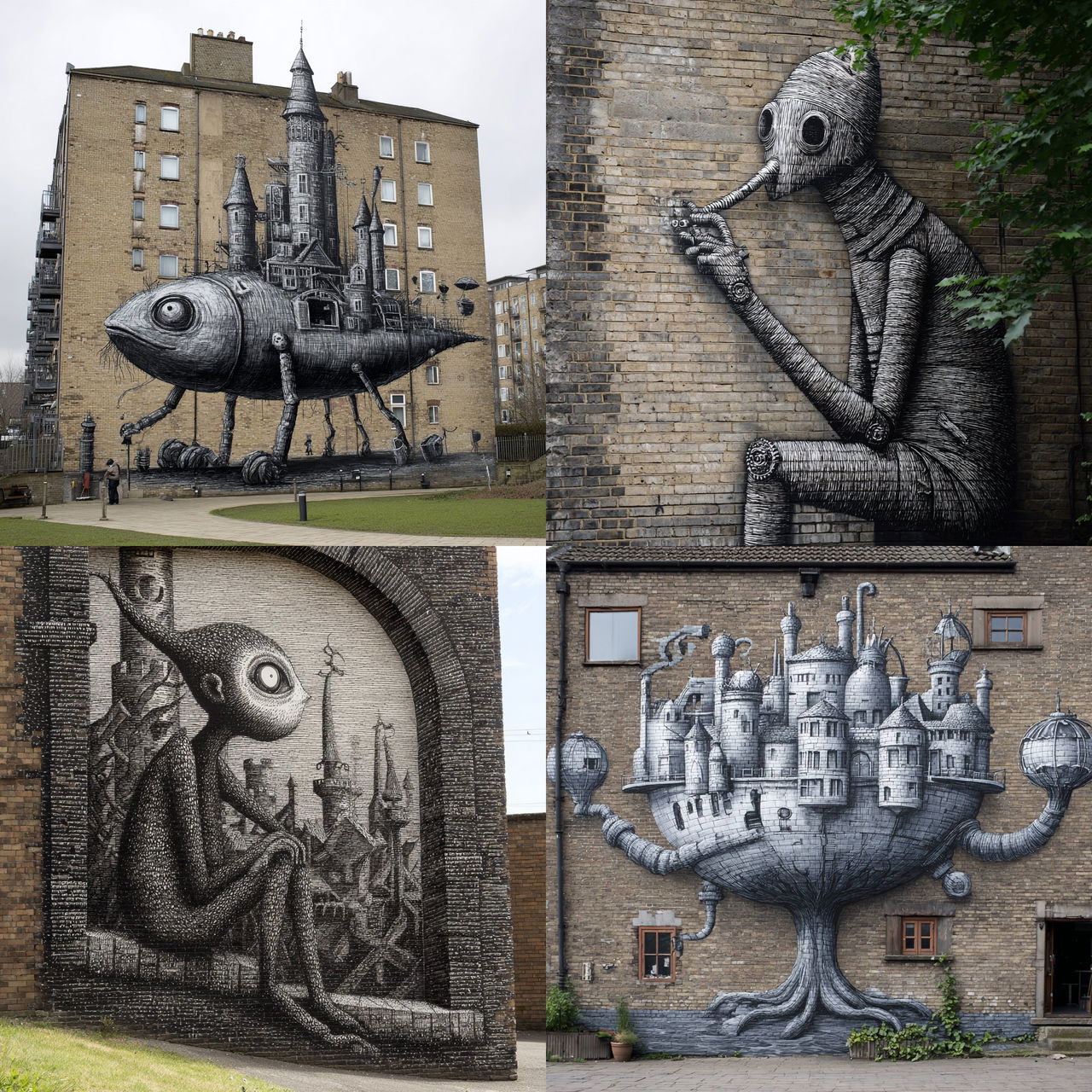 Phlegm style, Midjourney V7, render 1 of 4