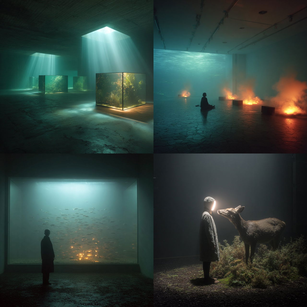 Pierre Huyghe style, Midjourney V7, render 1 of 4