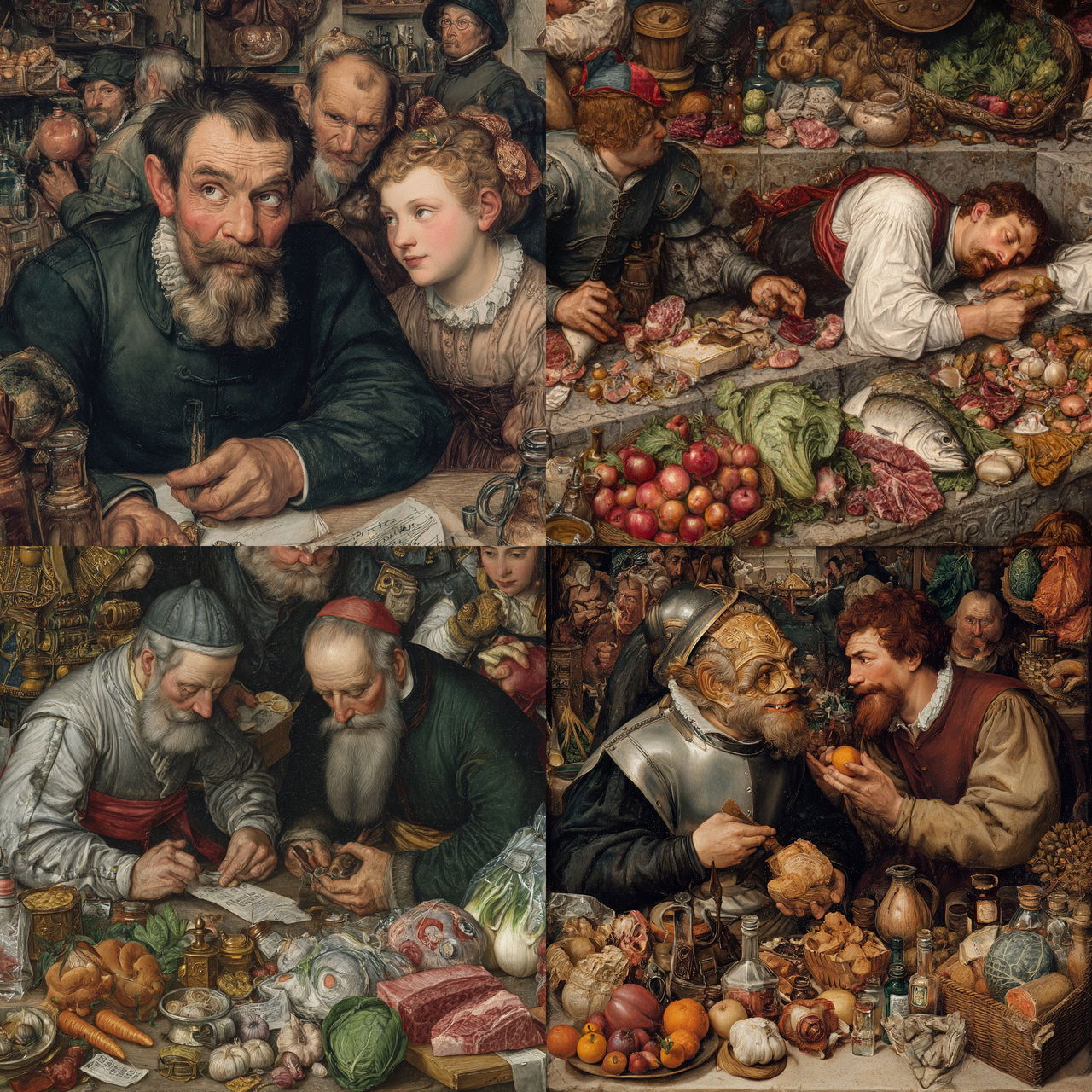 Pieter Aertsen style, Midjourney V7, render 1 of 4