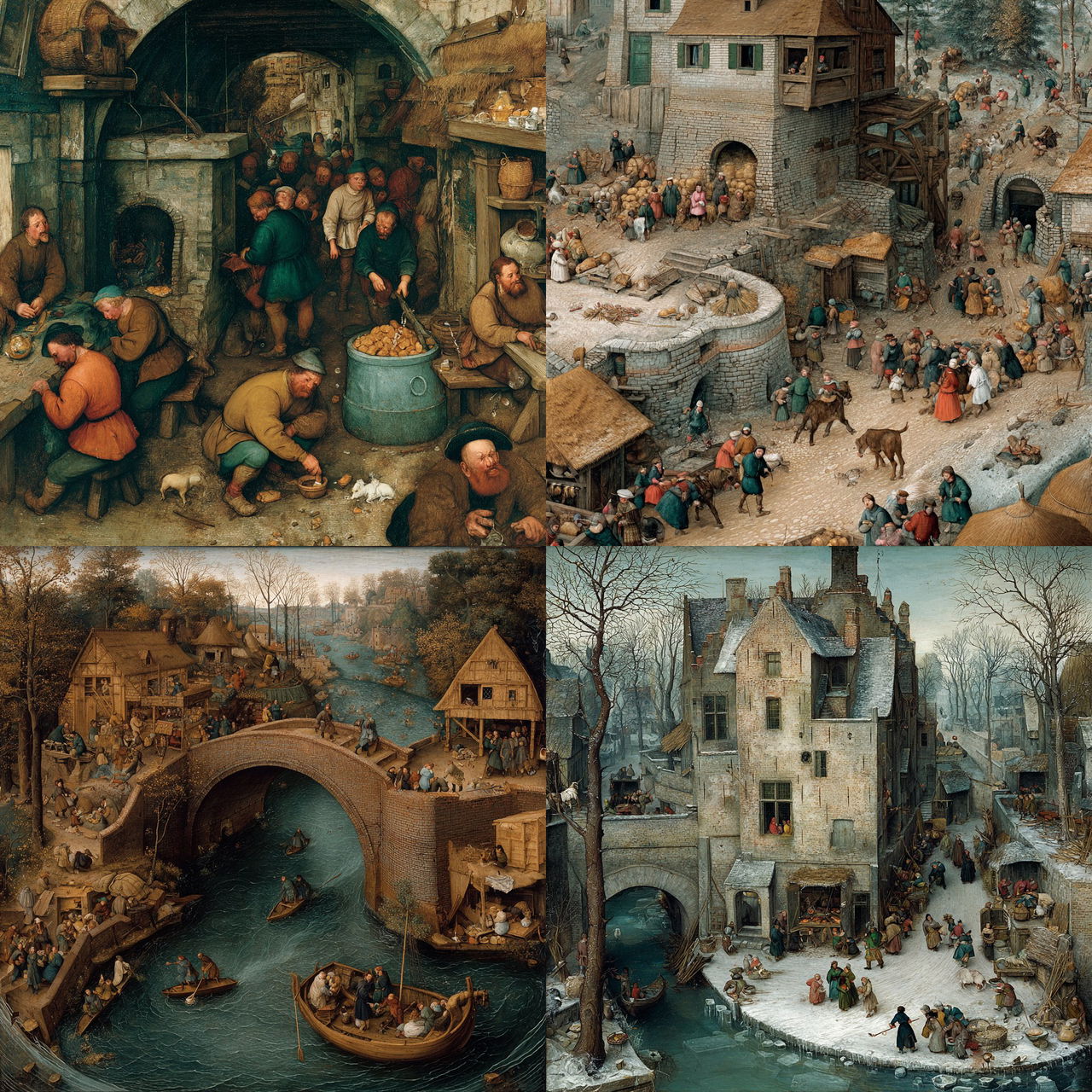 Pieter Bruegel the Elder style, Midjourney V7, render 1 of 4