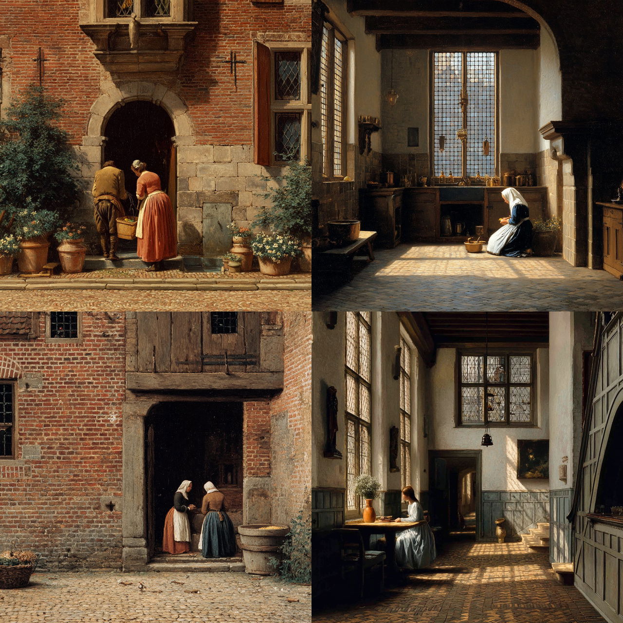 Pieter de Hooch style, Midjourney V7, render 1 of 4