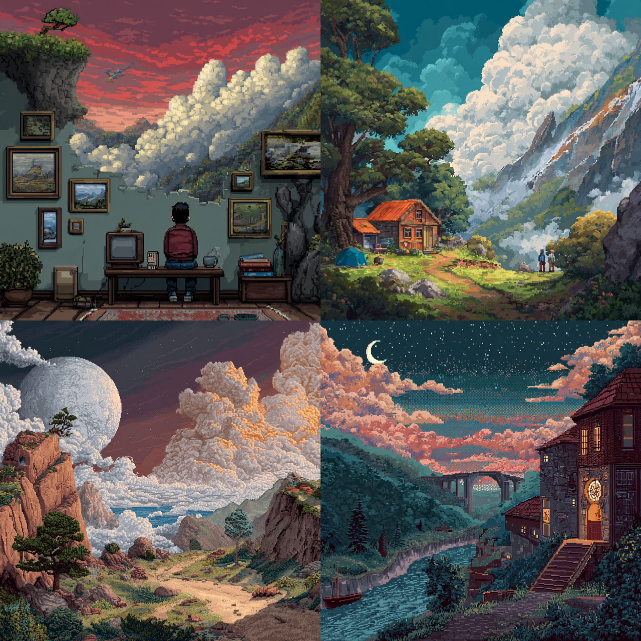 Pixel art style, Midjourney V7, render 1 of 4