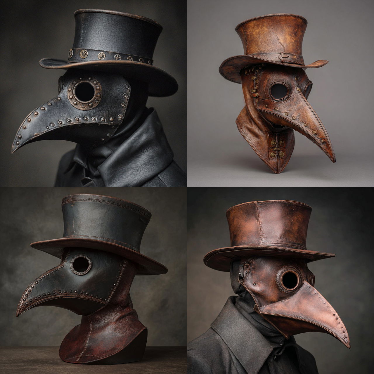 Plague doctor mask style, Midjourney V7, render 1 of 4