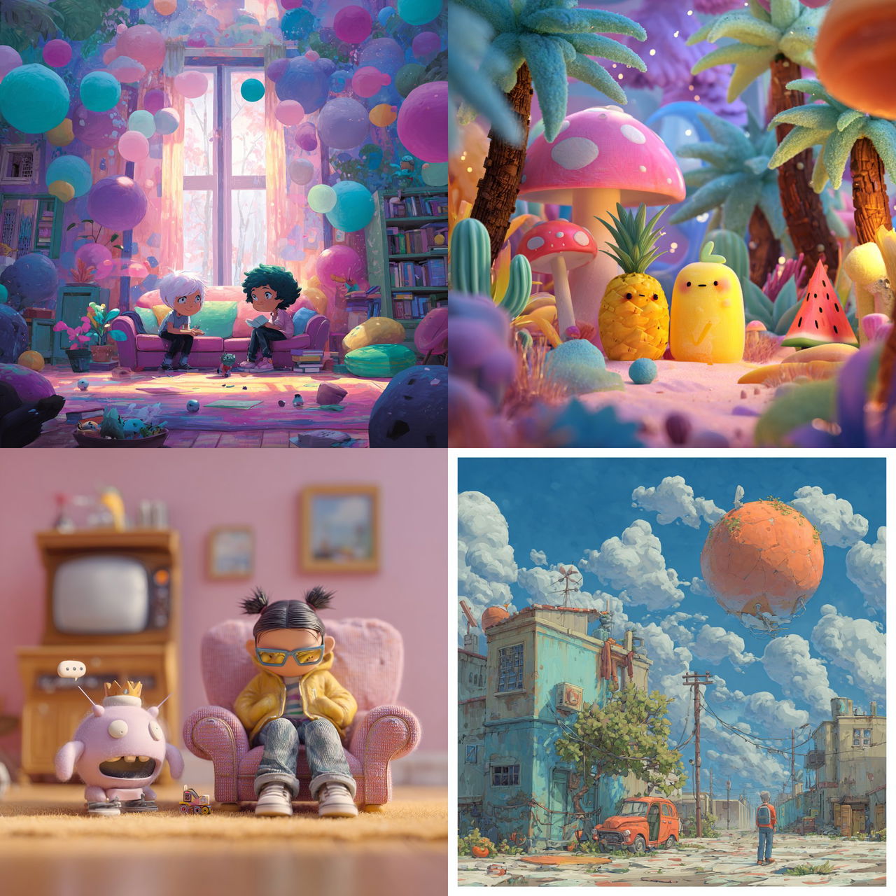 Playful atmosphere style, Midjourney V7, render 1 of 4