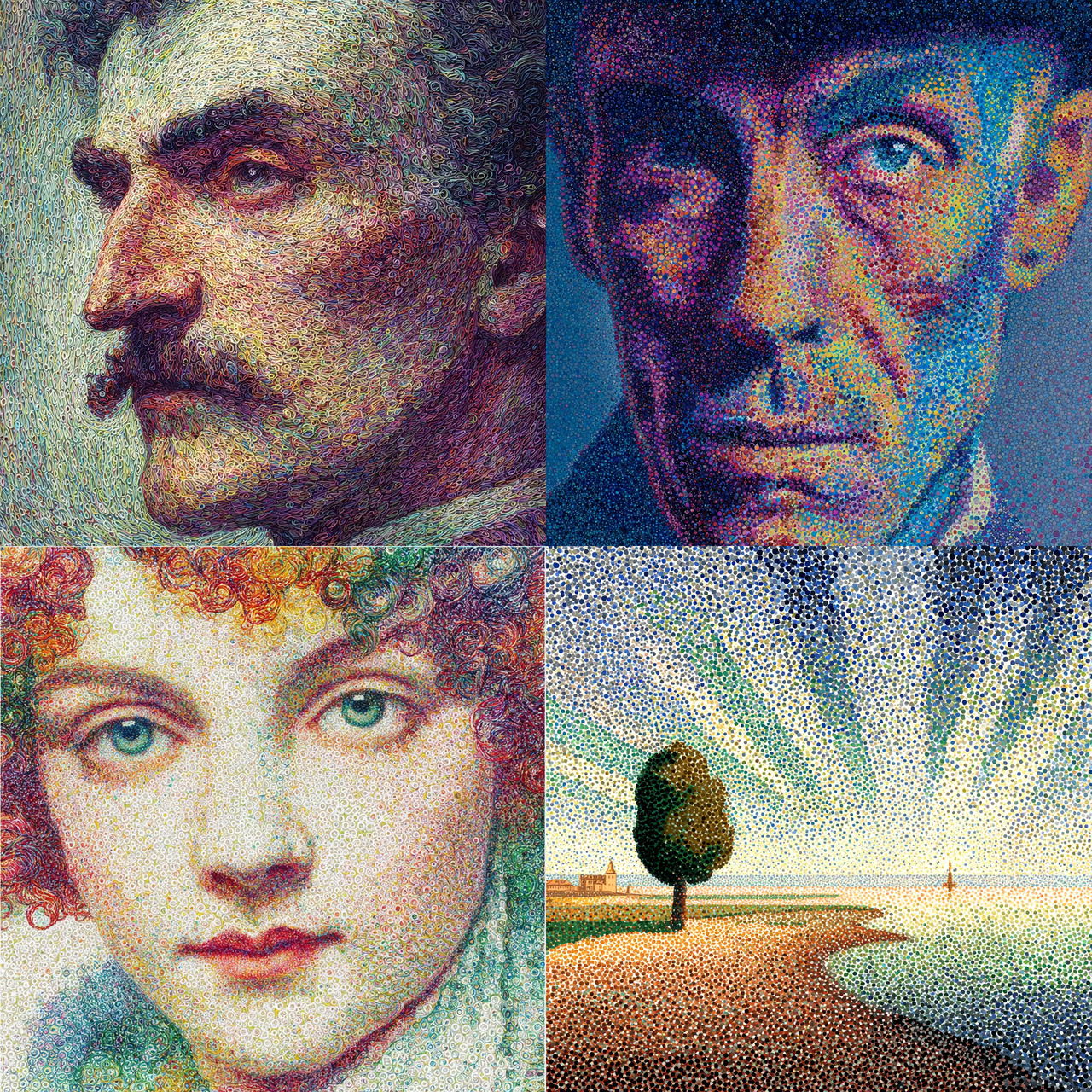 Pointillism style, Midjourney V7, render 1 of 4