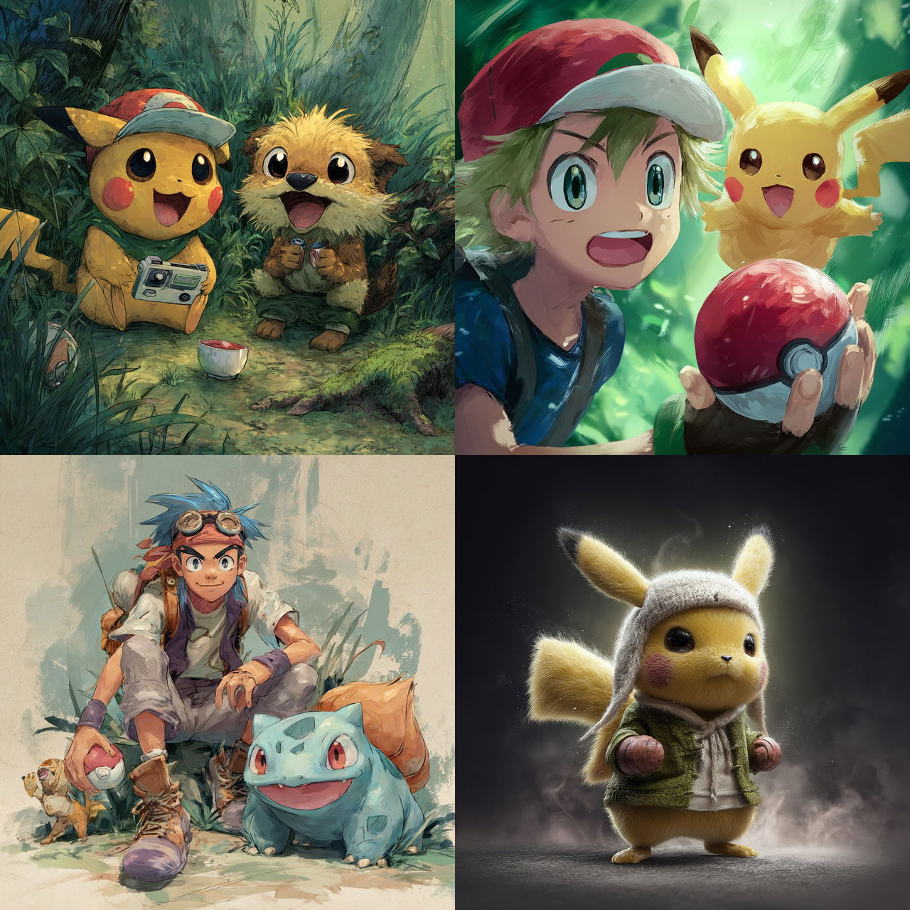 Pokemon style, Midjourney V7, render 1 of 4