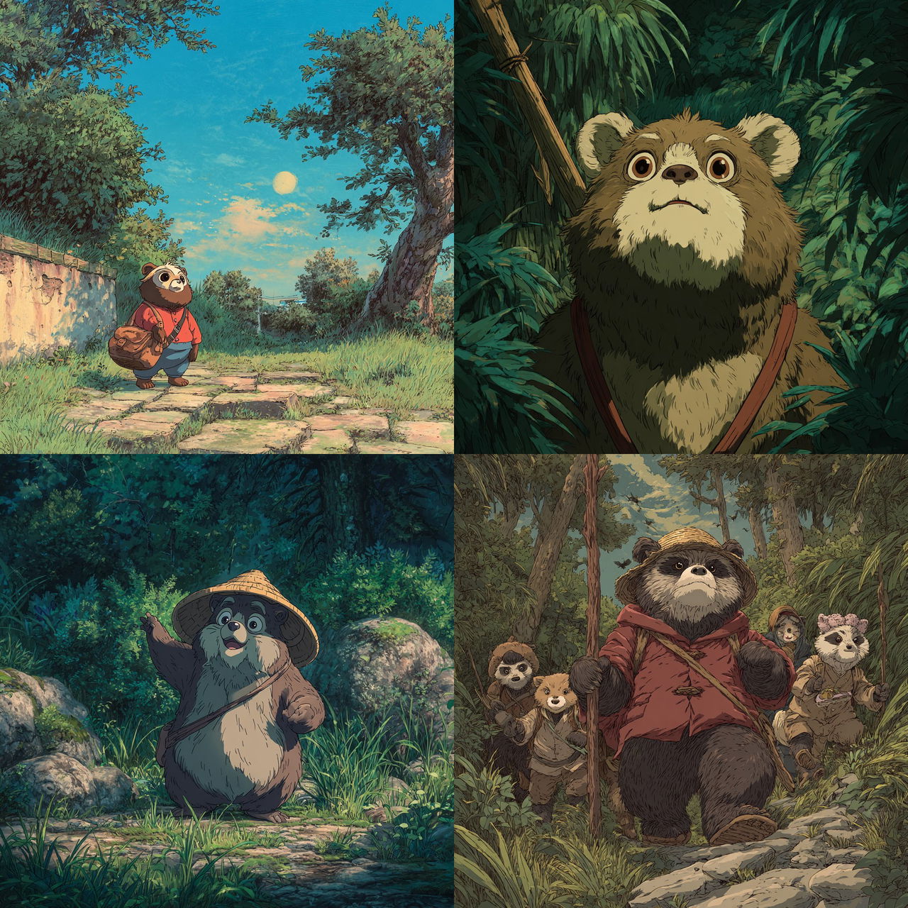 Pom Poko style, Midjourney V7, render 1 of 4