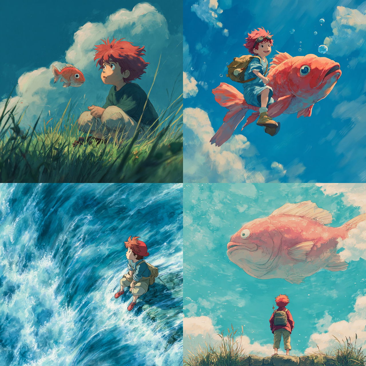 Ponyo style, Midjourney V7, render 1 of 4