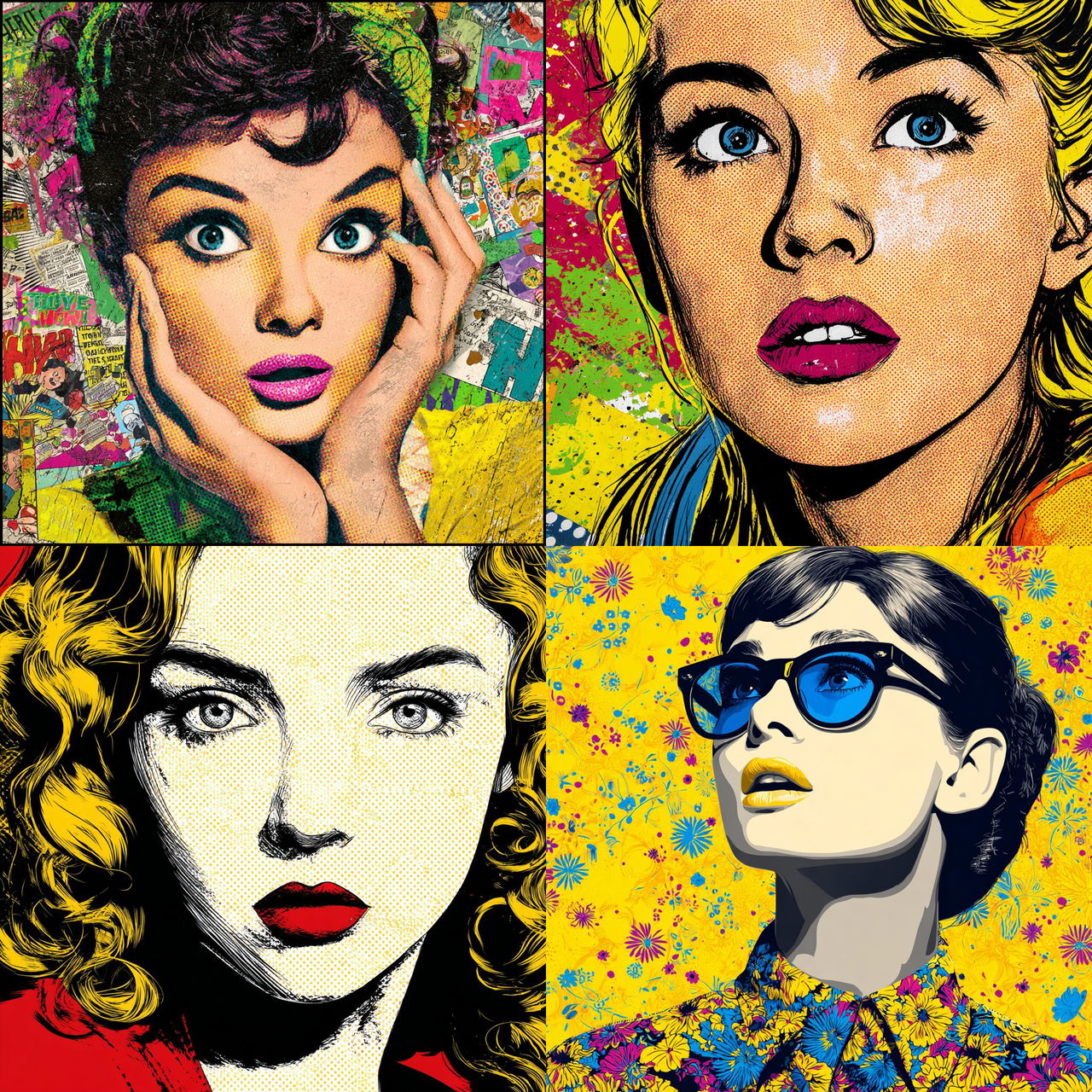 Pop art style, Midjourney V7, render 1 of 4