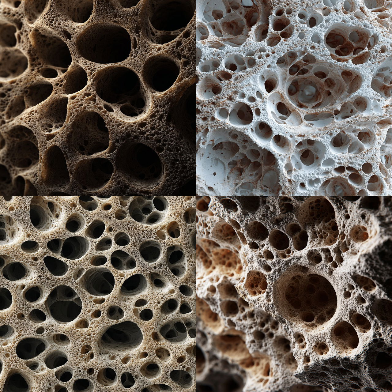 Porous texture style, Midjourney V7, render 1 of 4