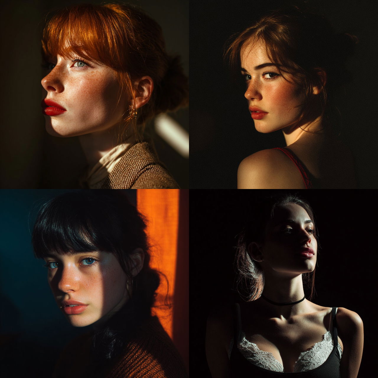 Portrait shot with back lighting style, Midjourney V7, render 1 of 4