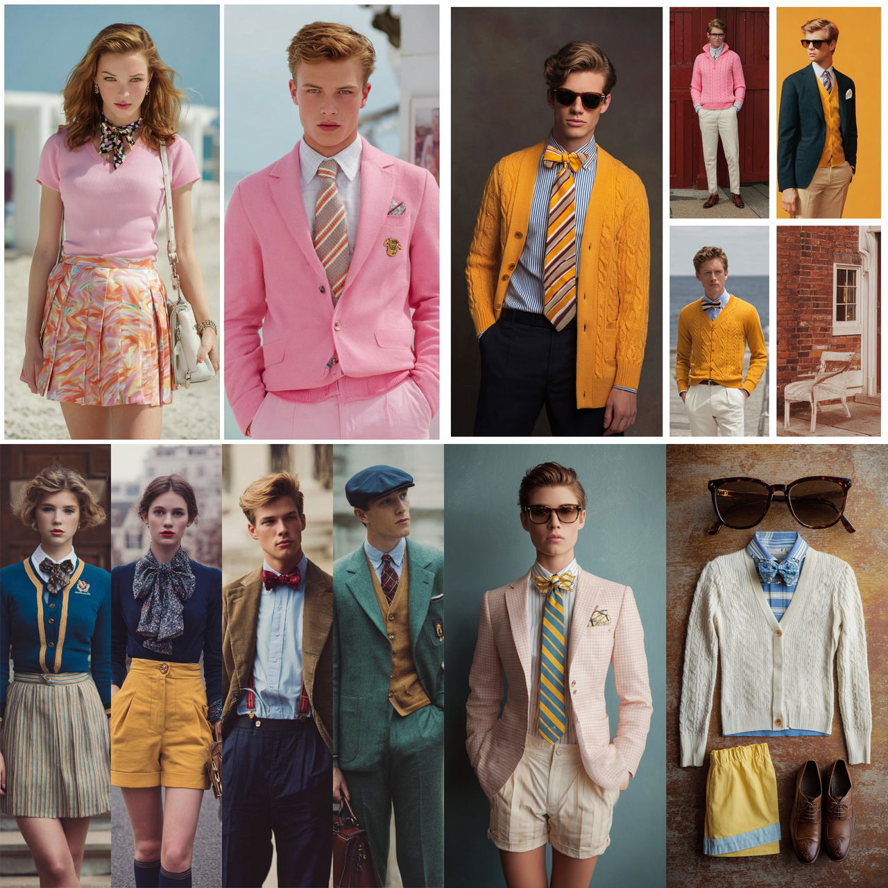Preppy fashion style, Midjourney V7, render 1 of 4