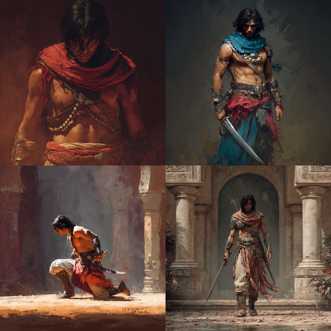 Prince of Persia style, Midjourney V7, render 1 of 4