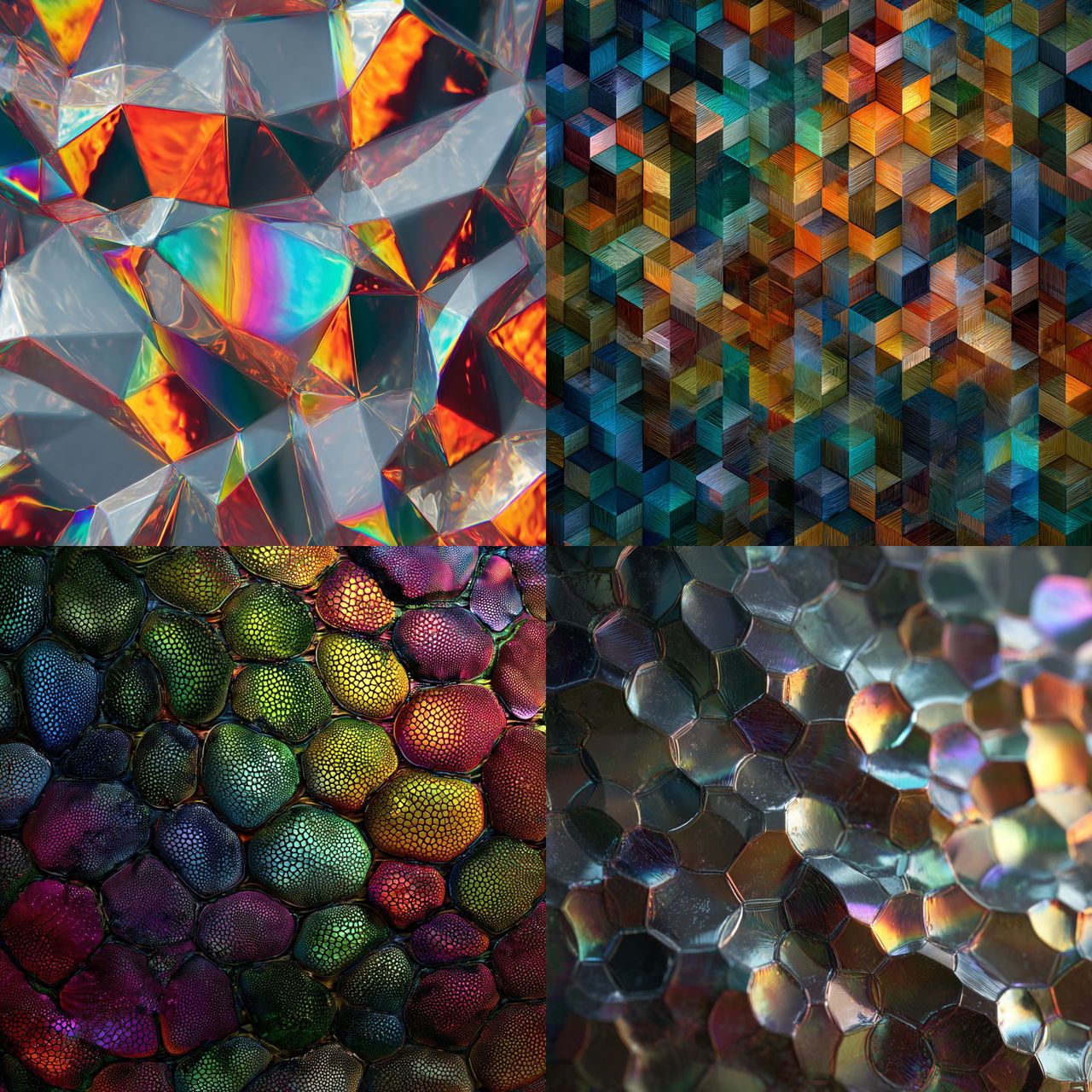 Prismatic texture style, Midjourney V7, render 1 of 4