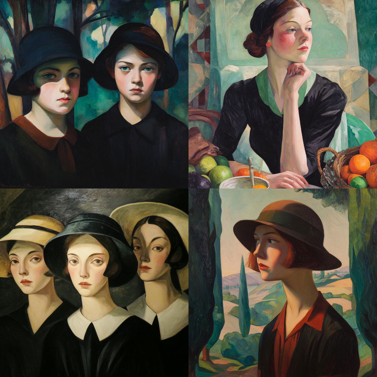 Prudence Heward style, Midjourney V7, render 1 of 4