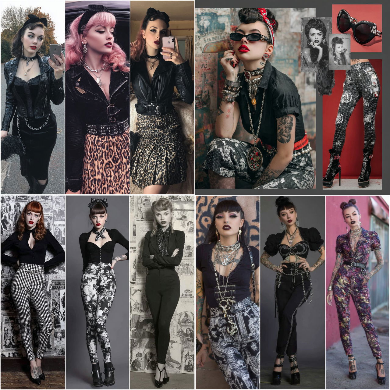 Psychobilly fashion style, Midjourney V7, render 1 of 4