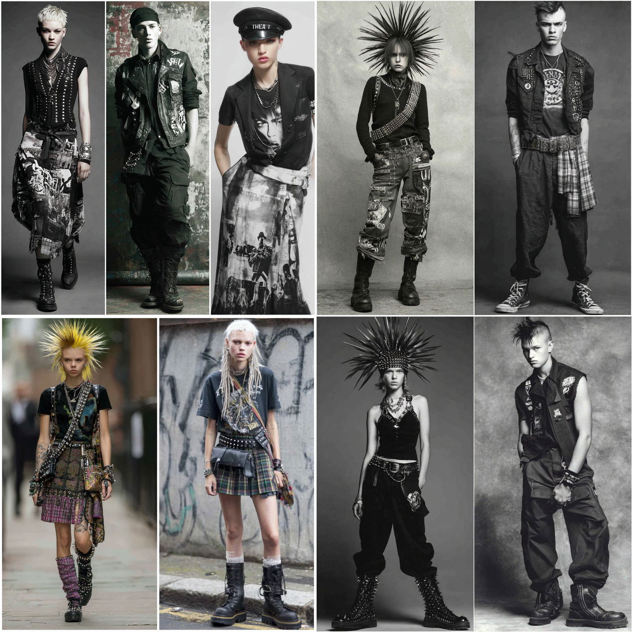 Punk fashion style, Midjourney V7, render 1 of 4