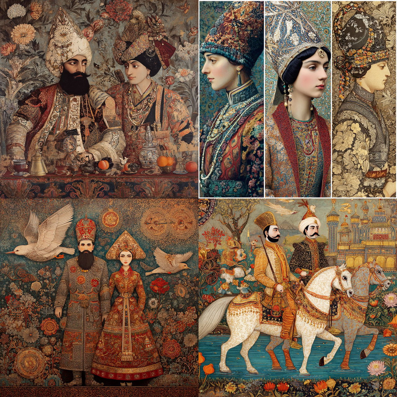 Qajar art style, Midjourney V7, render 1 of 4