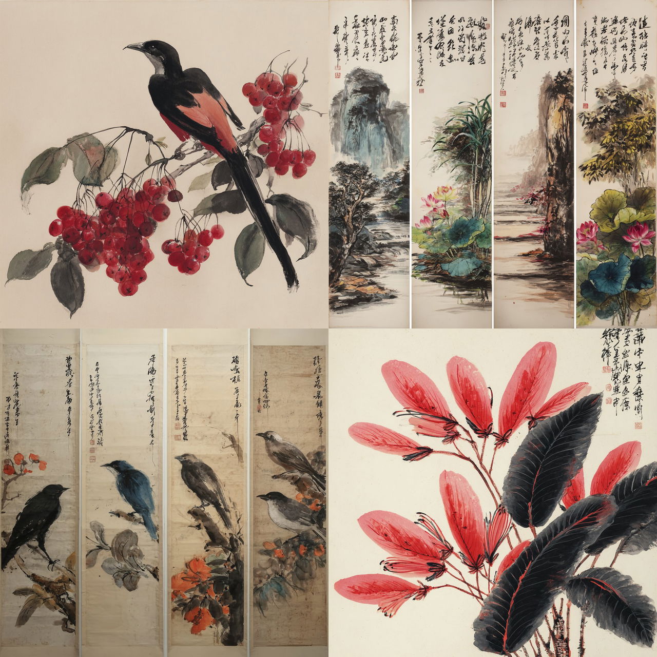 Qi Baishi style, Midjourney V7, render 1 of 4