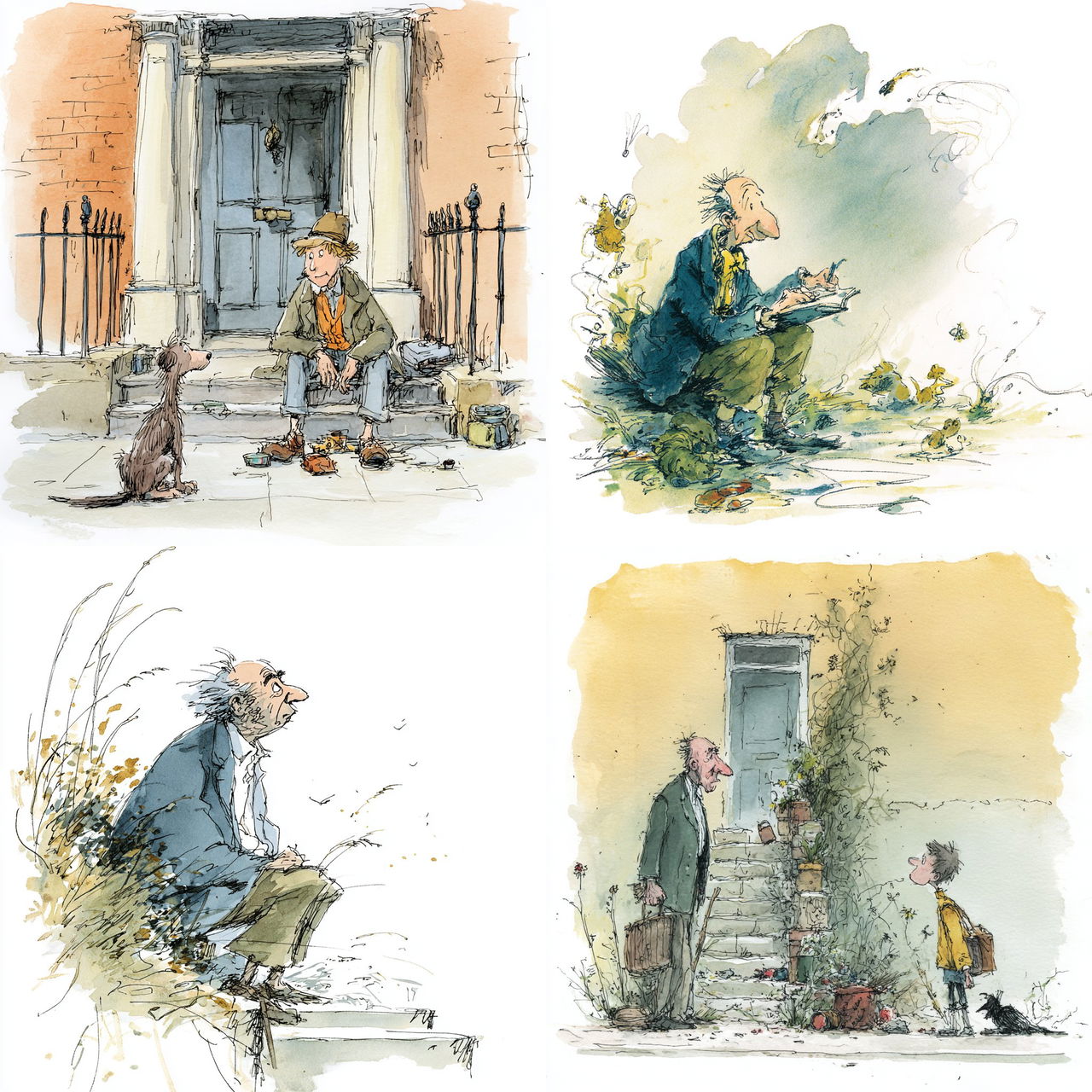Quentin Blake style, Midjourney V7, render 1 of 4