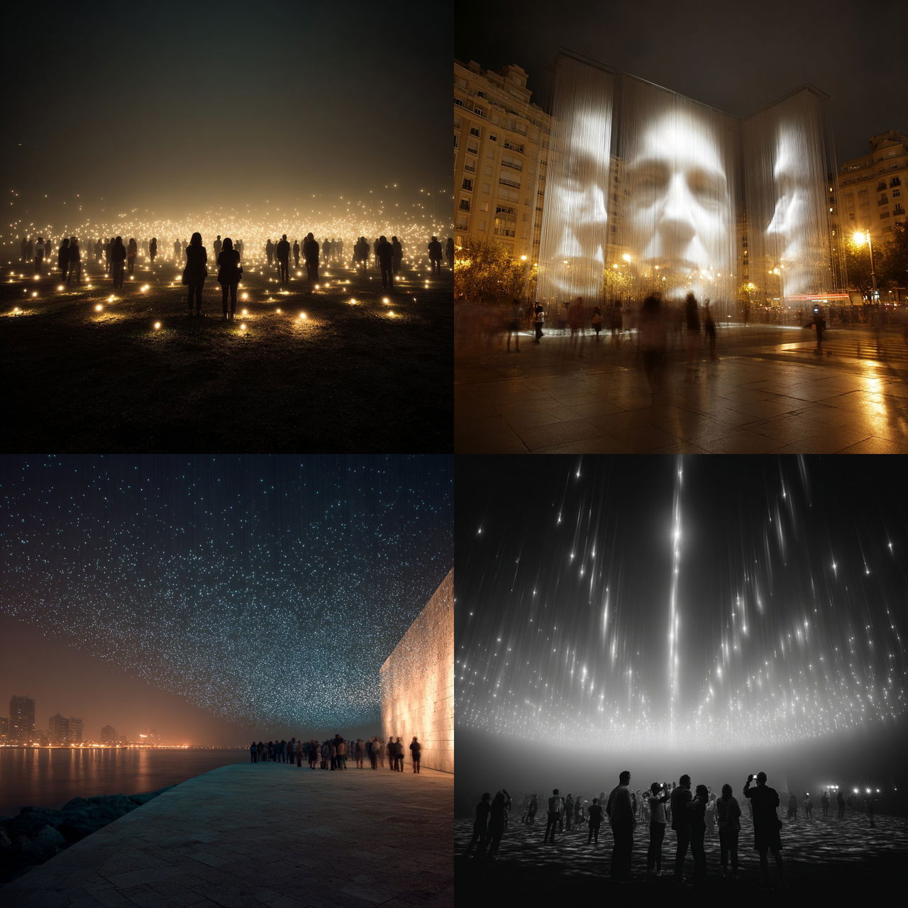 Rafael Lozano-Hemmer style, Midjourney V7, render 1 of 4