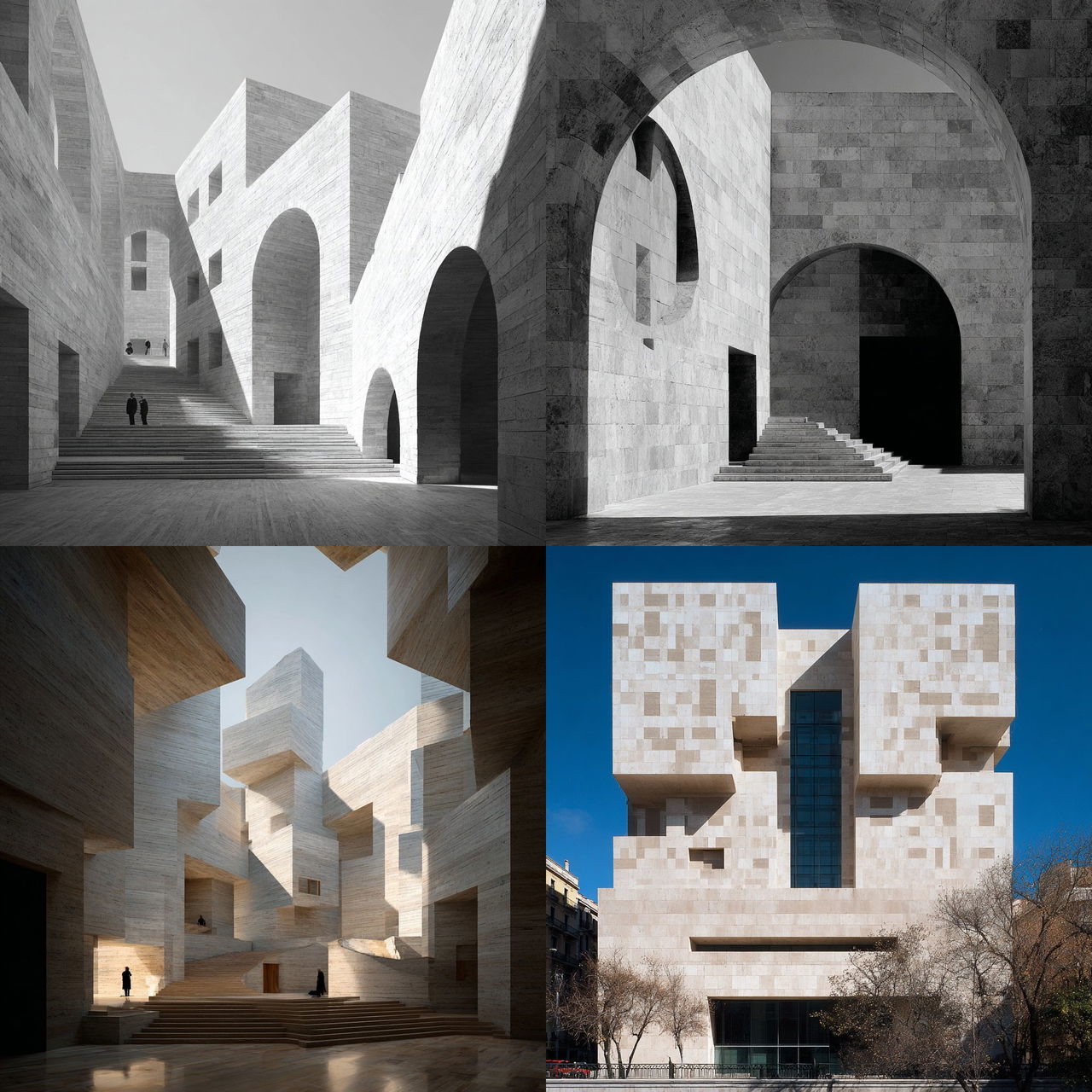 Rafael Moneo style, Midjourney V7, render 1 of 4