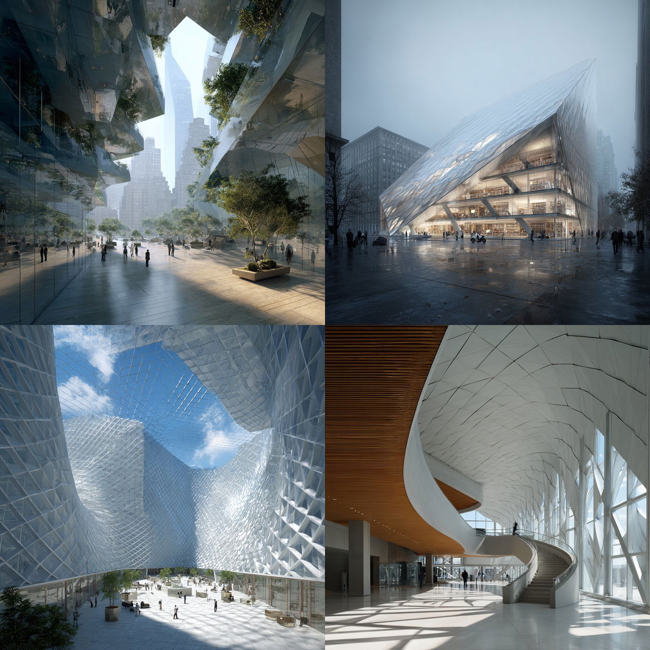 Rafael Vinoly style, Midjourney V7, render 1 of 4