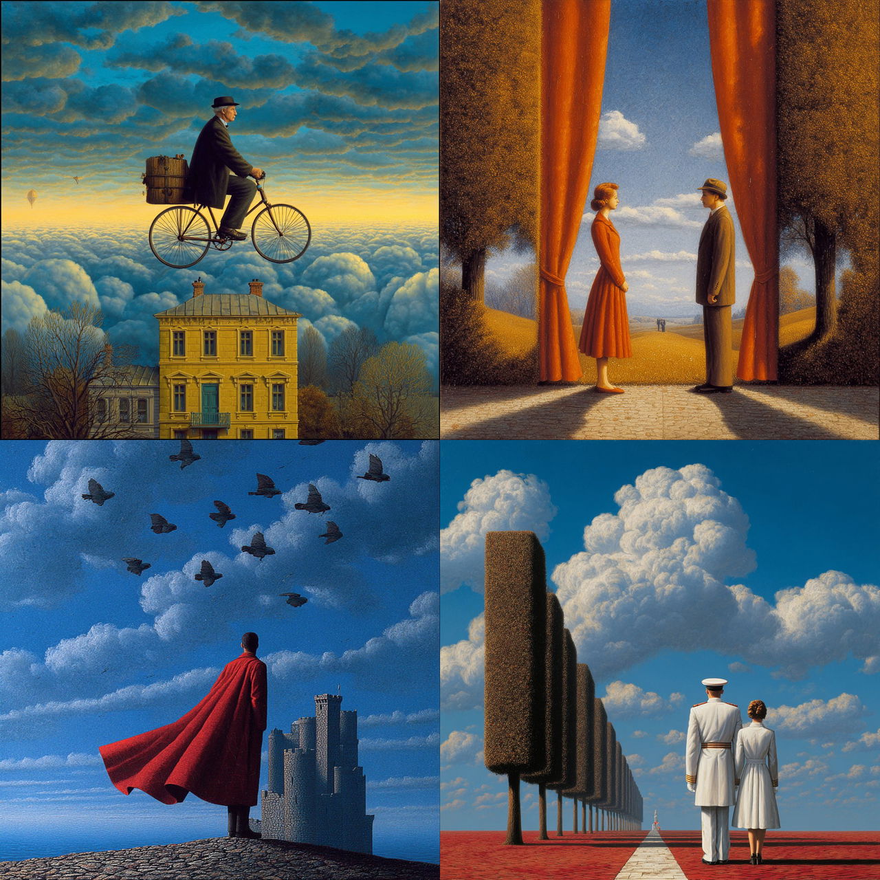 Rafal Olbinski style, Midjourney V7, render 1 of 4