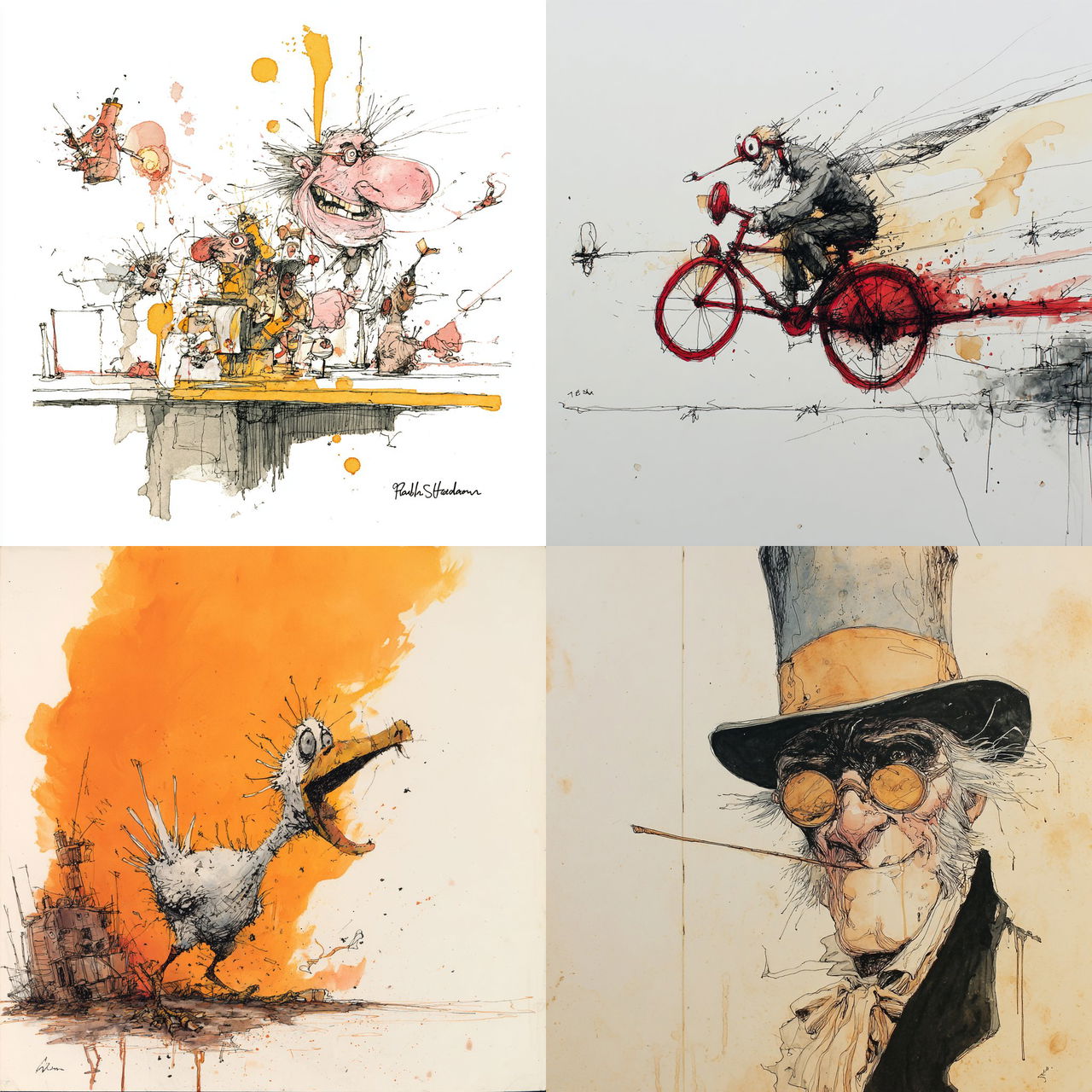 Ralph Steadman style, Midjourney V7, render 1 of 4