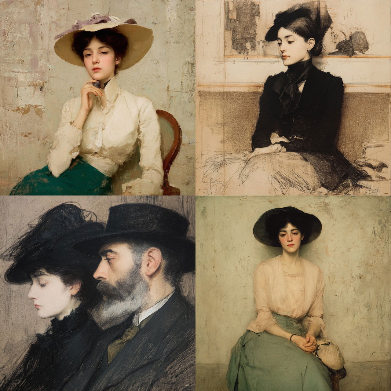 Ramon Casas style, Midjourney V7, render 1 of 4