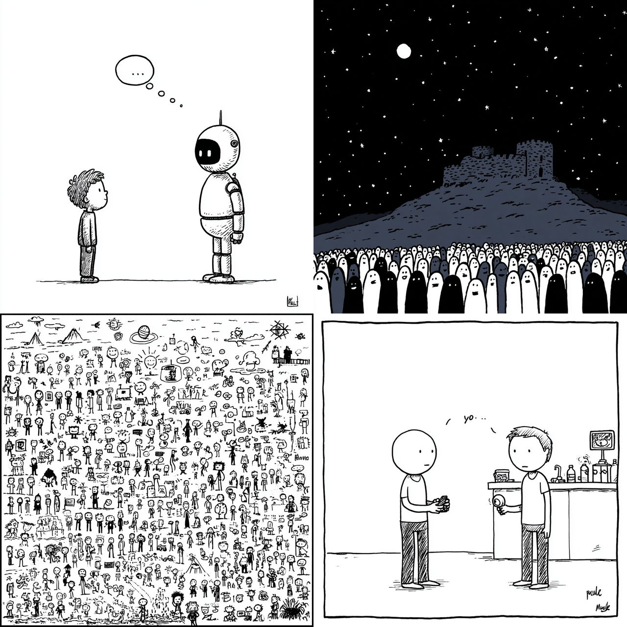 Randall Munroe style, Midjourney V7, render 1 of 4