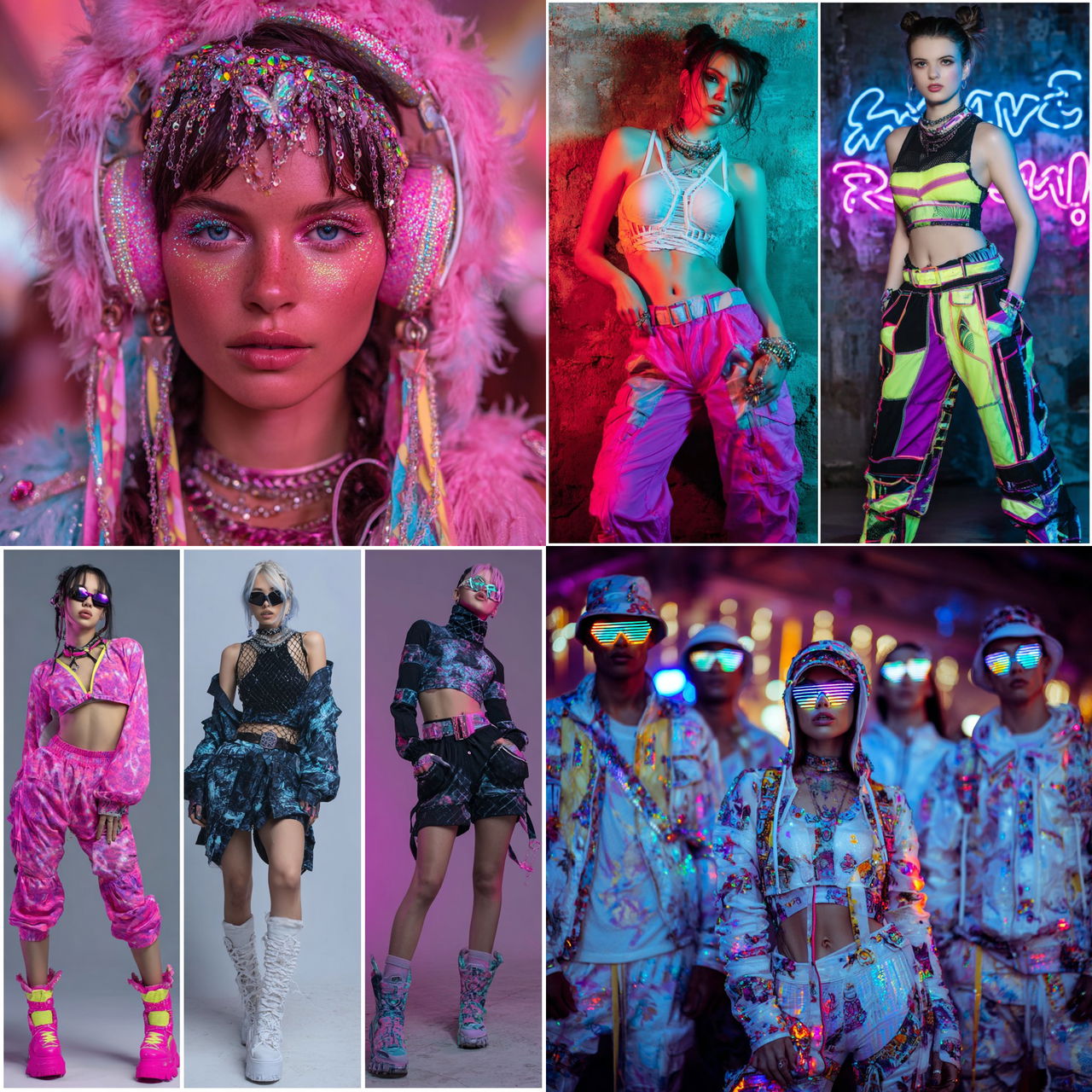 Rave fashion style, Midjourney V7, render 1 of 4