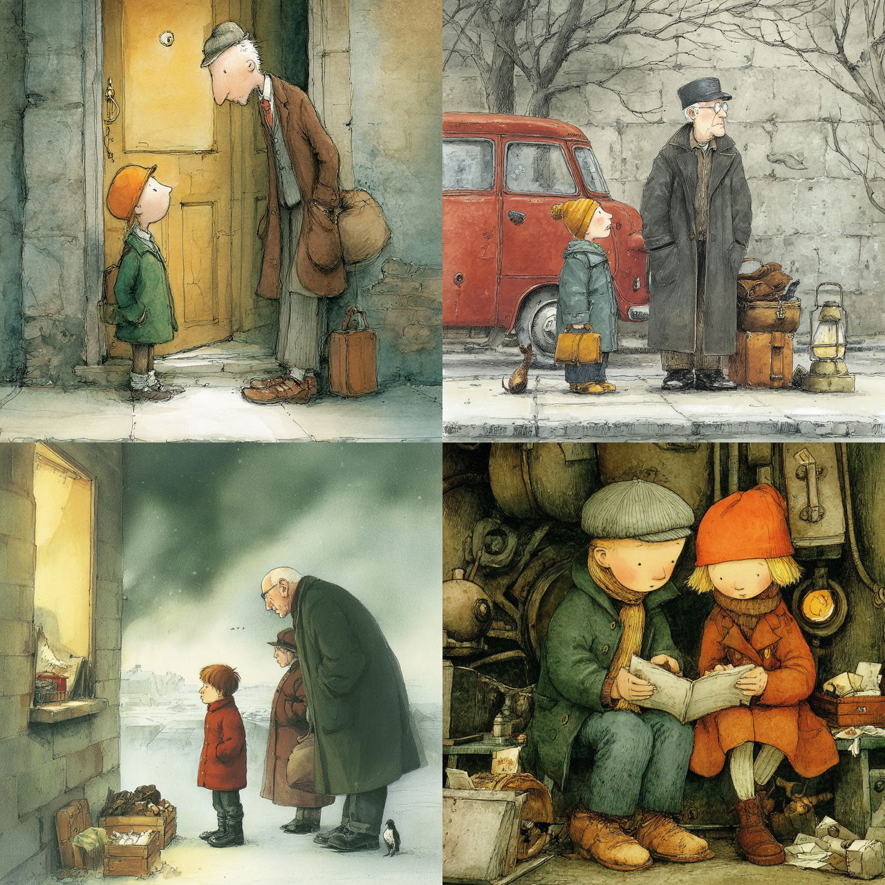 Raymond Briggs style, Midjourney V7, render 1 of 4