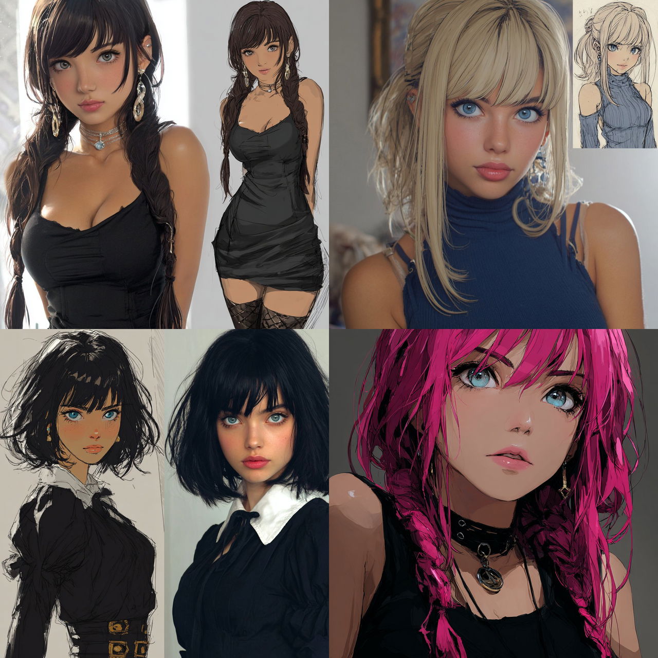 Realistic anime style style, Midjourney V7, render 1 of 4