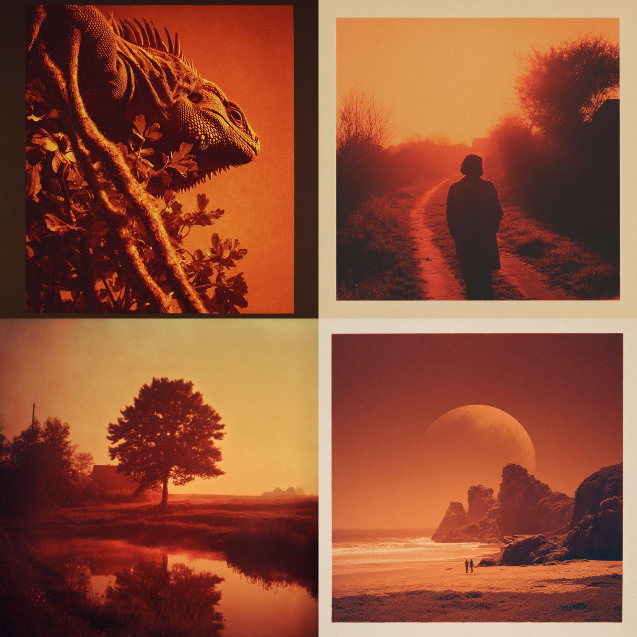 Redscale print style, Midjourney V7, render 1 of 4