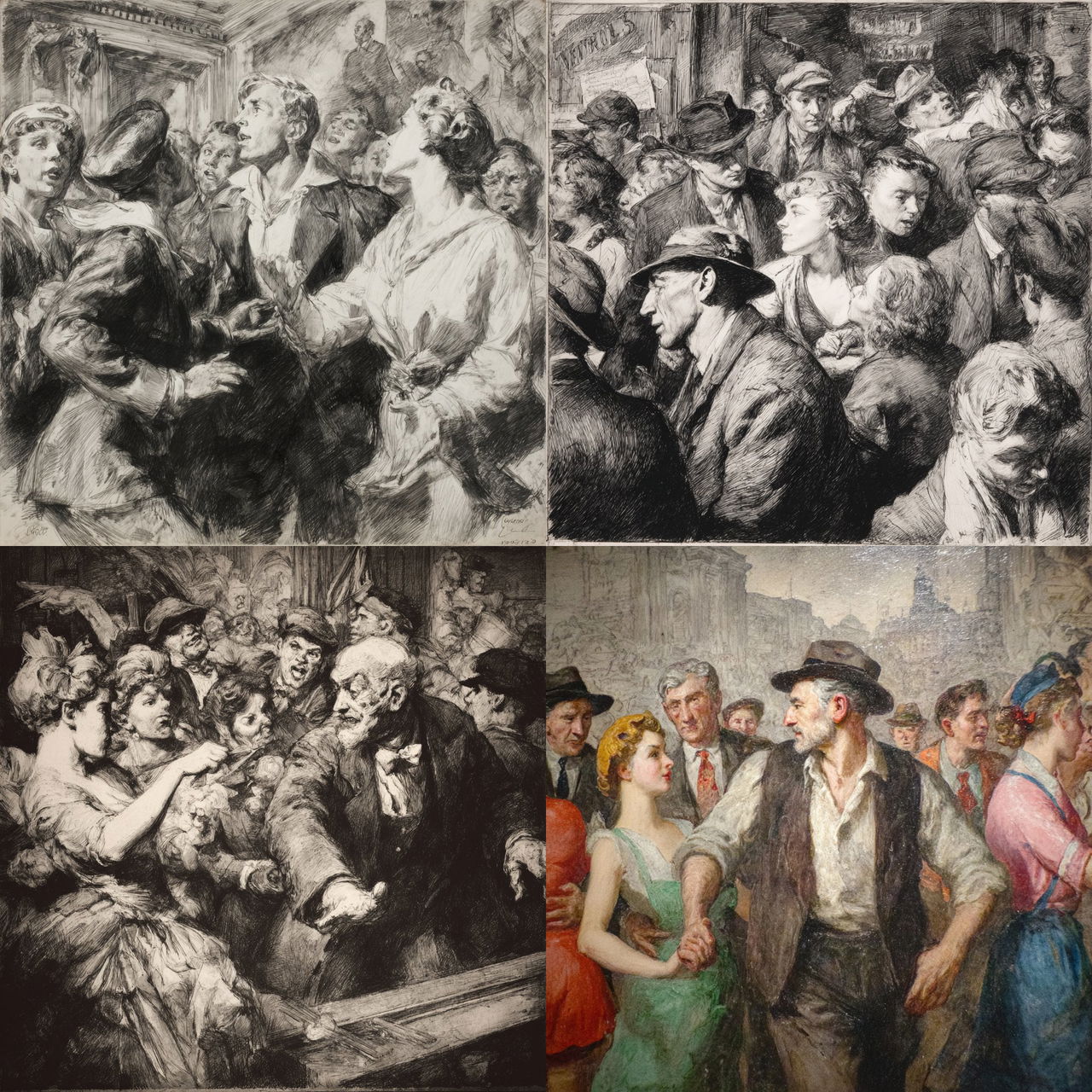 Reginald Marsh style, Midjourney V7, render 1 of 4