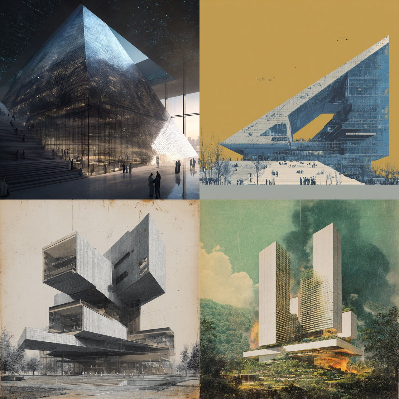 Rem Koolhaas style, Midjourney V7, render 1 of 4