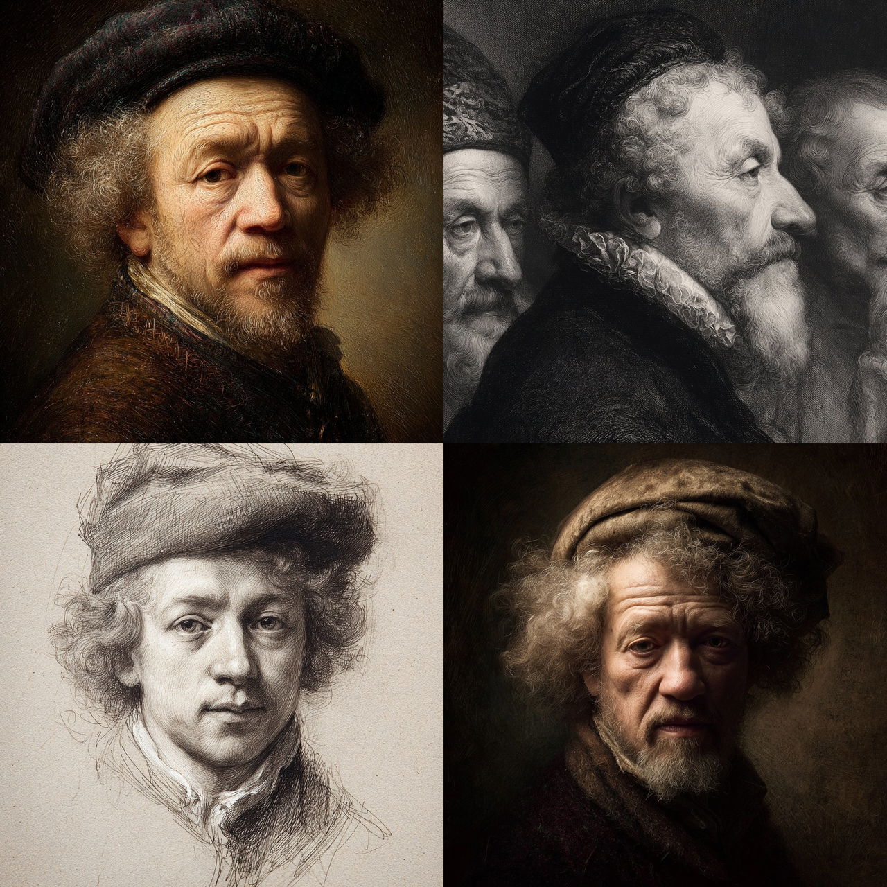 Rembrandt style, Midjourney V7, render 1 of 4