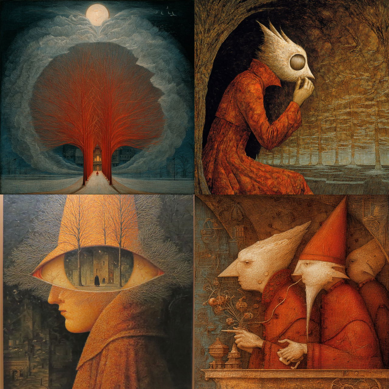 Remedios Varo style, Midjourney V7, render 1 of 4
