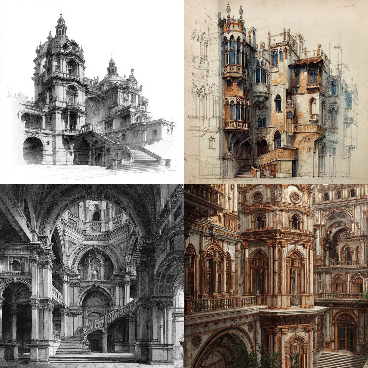 Renaissance architecture style, Midjourney V7, render 1 of 4