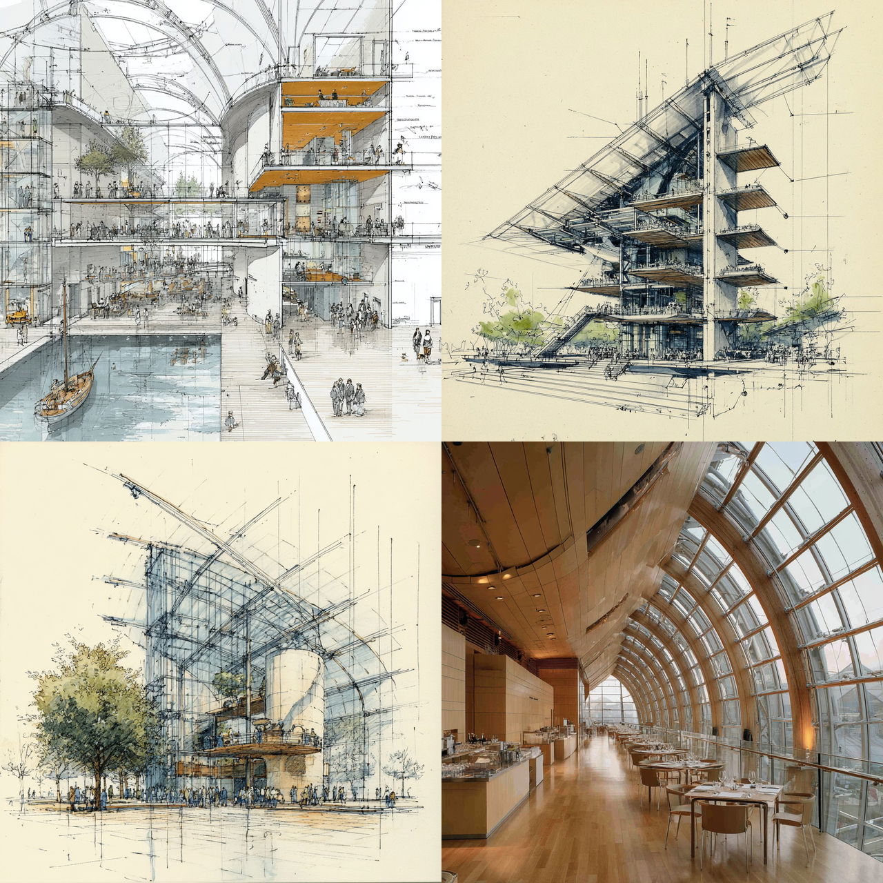 Renzo Piano style, Midjourney V7, render 1 of 4