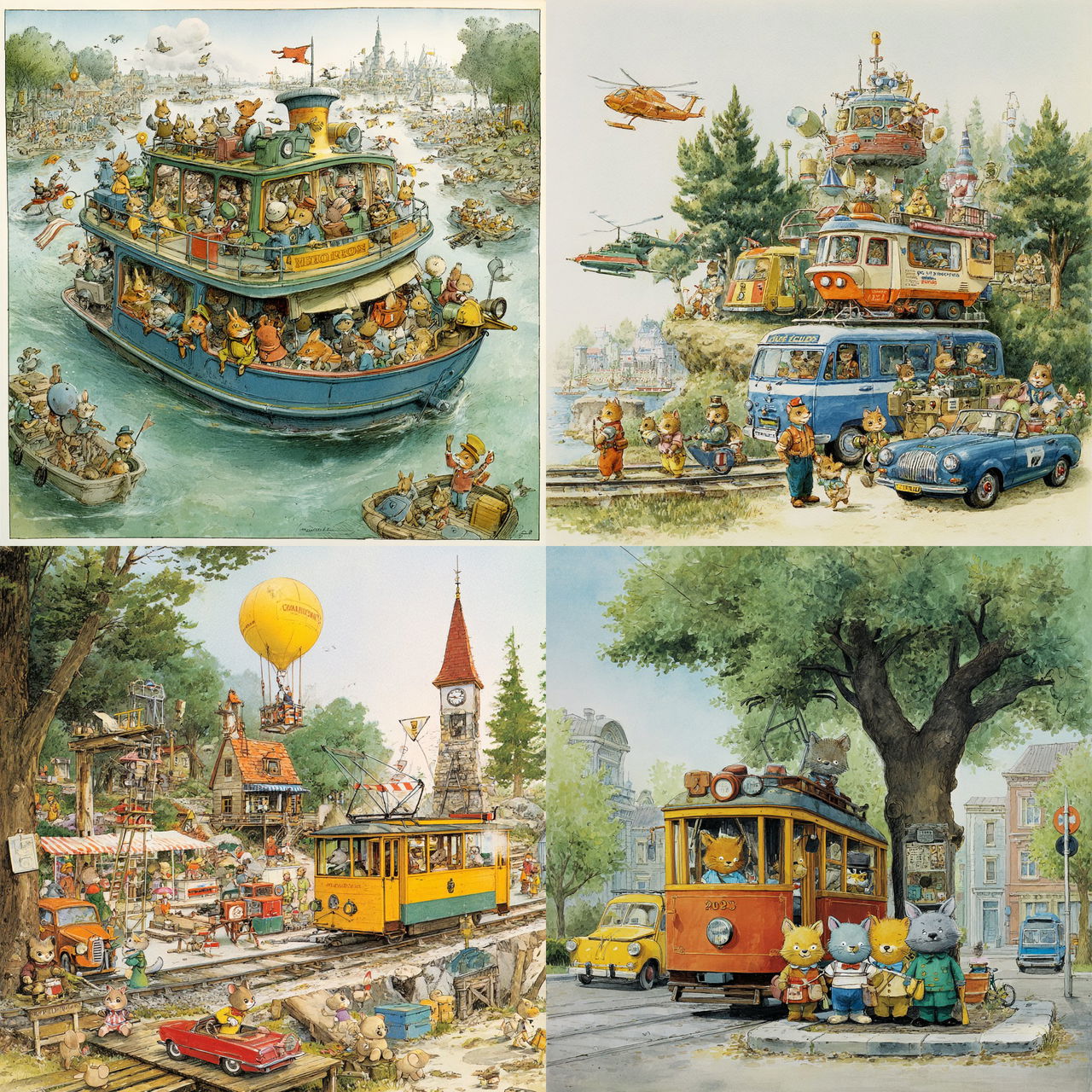 Richard Scarry style, Midjourney V7, render 1 of 4