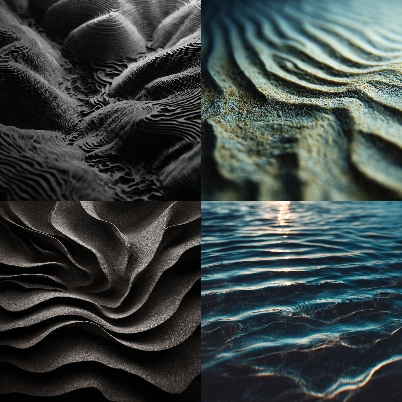 Rippled texture style, Midjourney V7, render 1 of 4